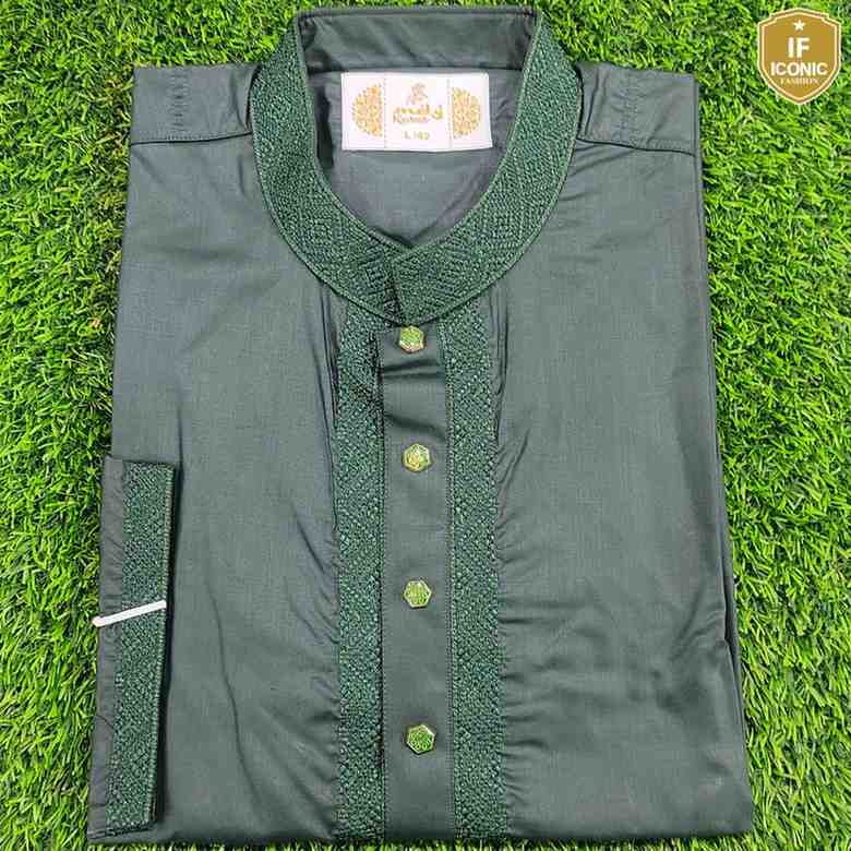 Bottle Green Pakistani Peshwari Cotton Panjabi thumbnailImage