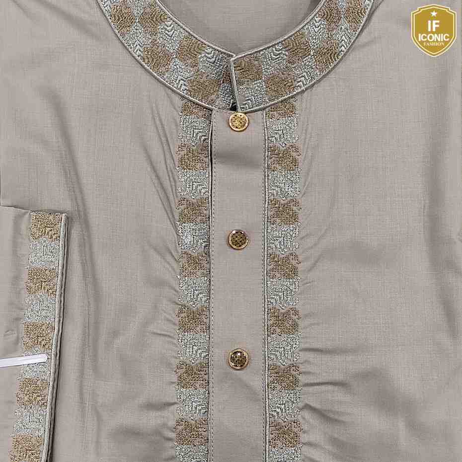 Men's Premium Pakistani Peshwari Cotton Panjabi backViewImage