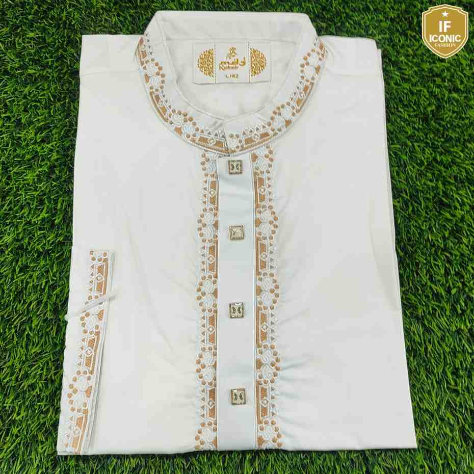 Off White Peshwari Cotton Panjabi For Men thumbnailImage