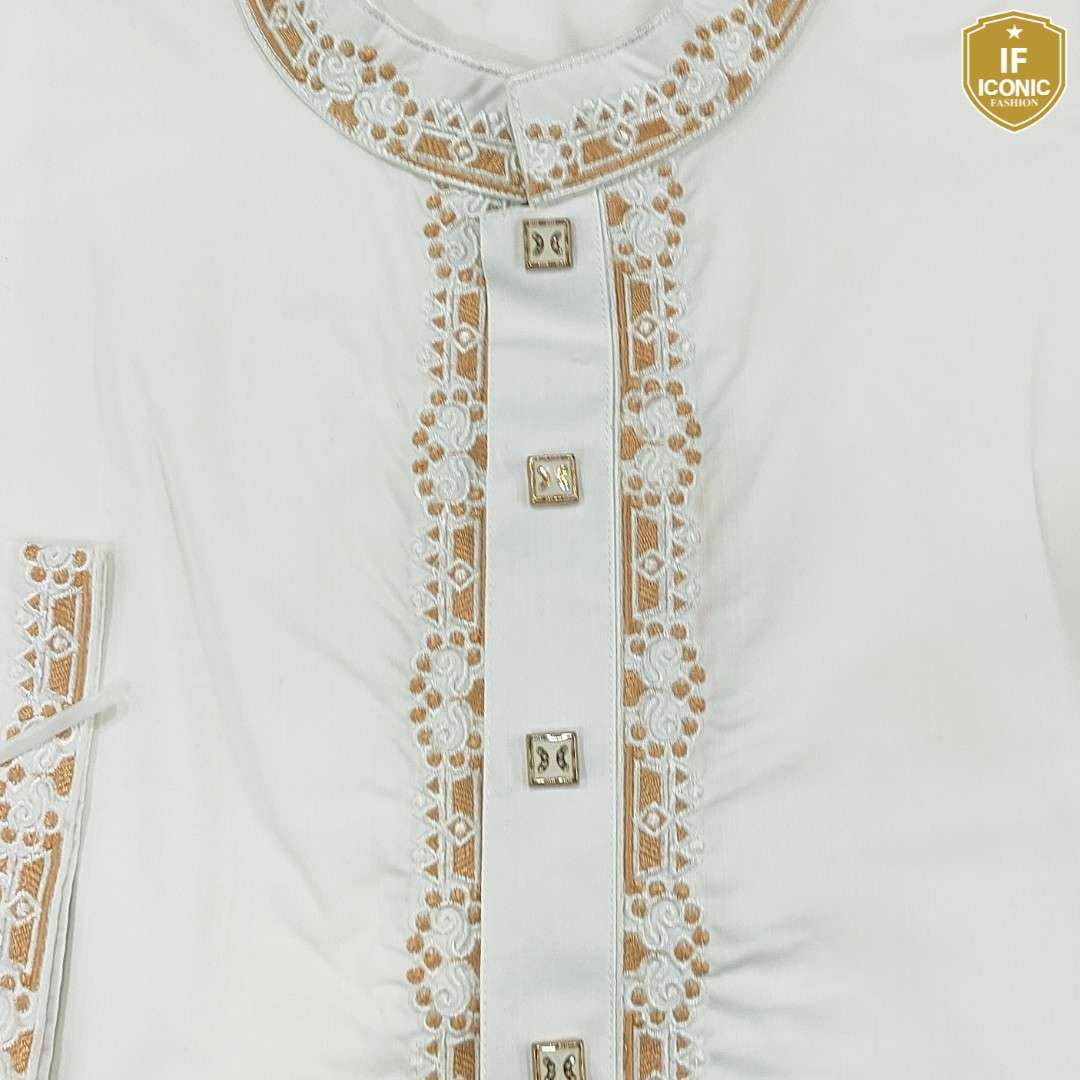 Off White Peshwari Cotton Panjabi For Men backViewImage