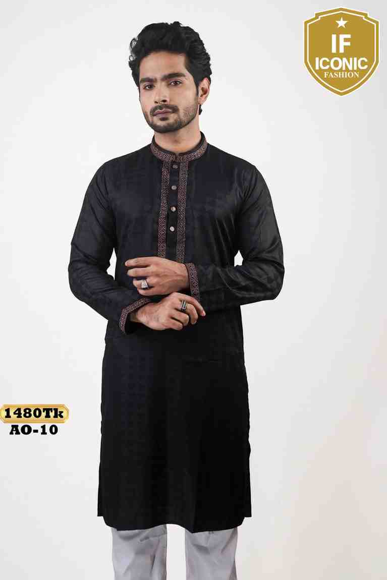 Black Jacquard Kurta