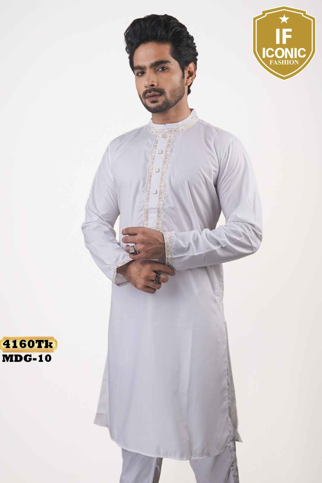 White Color Pakistani Peshwari Cotton Panjabi