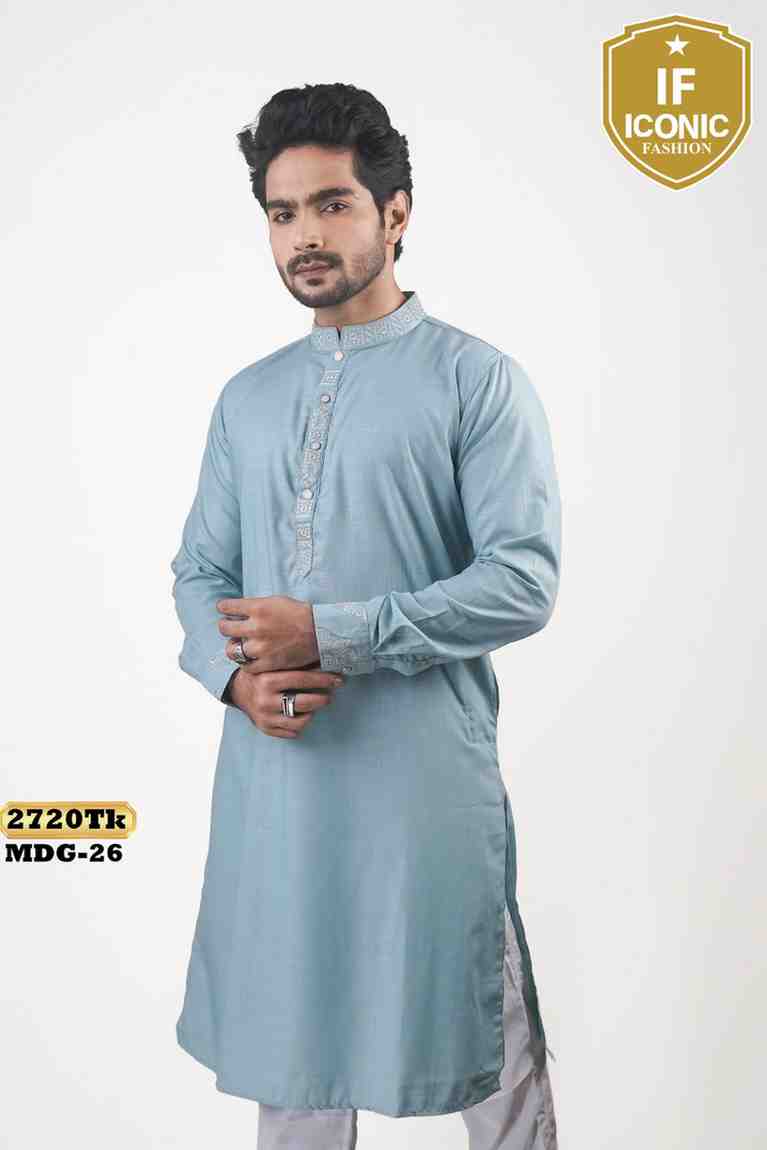 Elegant Steel Grey Festive Wear Panjabi