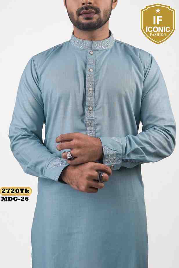 Elegant Steel Grey Festive Wear Panjabi backViewImage