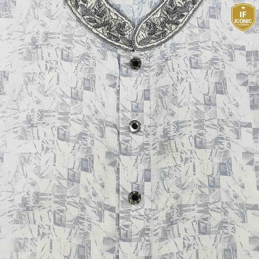Men's Panjabi Cotton Print Karchupi backViewImage