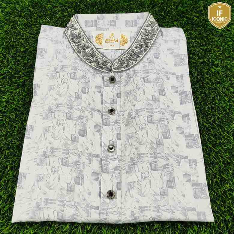 Men's Panjabi Cotton Print Karchupi thumbnailImage