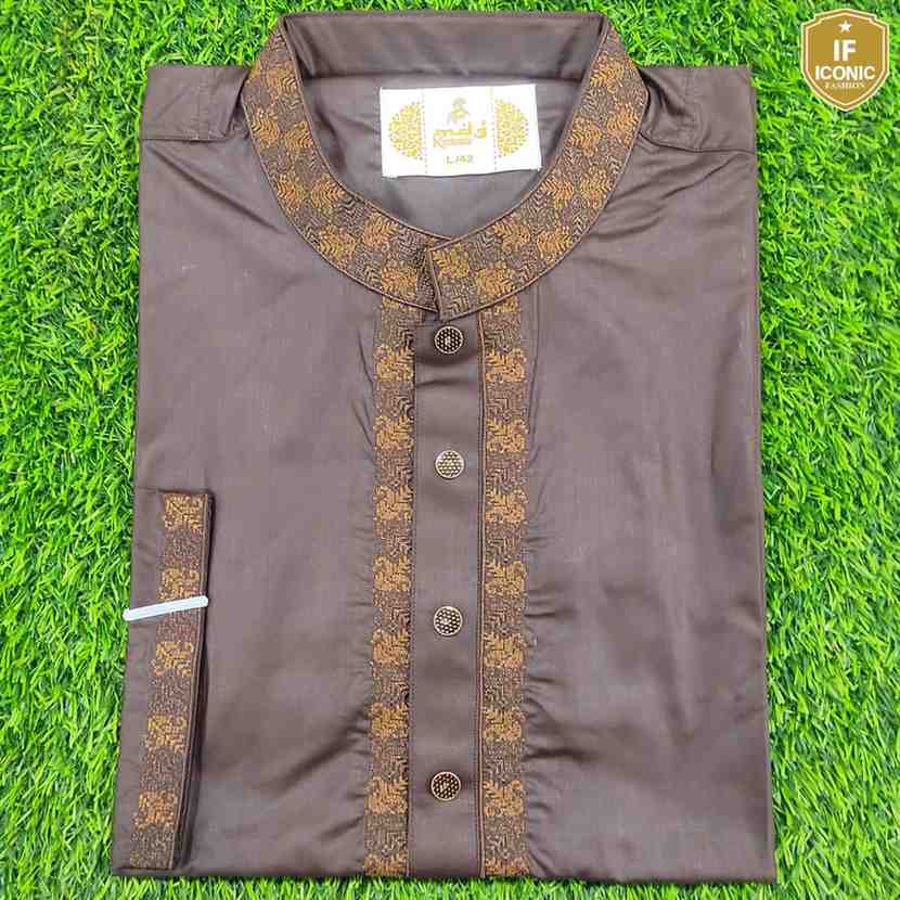 Chocolate Color Pakistani Peshwari Cotton Panjabi thumbnailImage